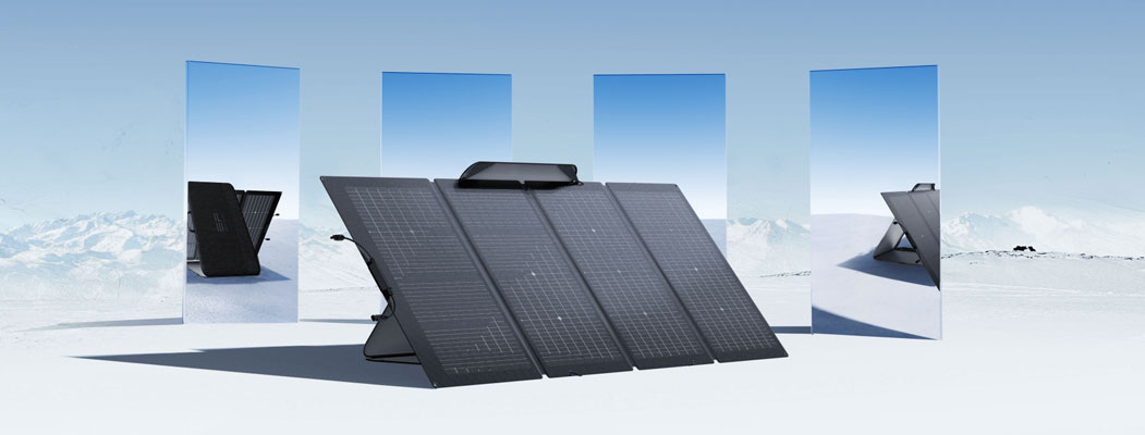 EcoFlow 200W Solar Panel present on the snow